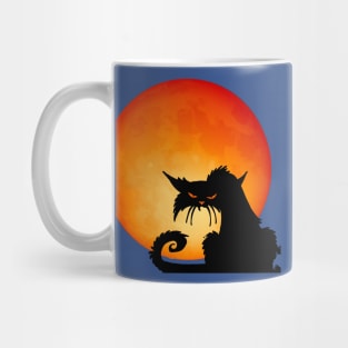 Black Cat Orange Moon Mug